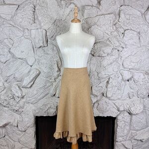Ralph Lauren Black Label Ruffled Linen Skirt Potter’s Clay | 8